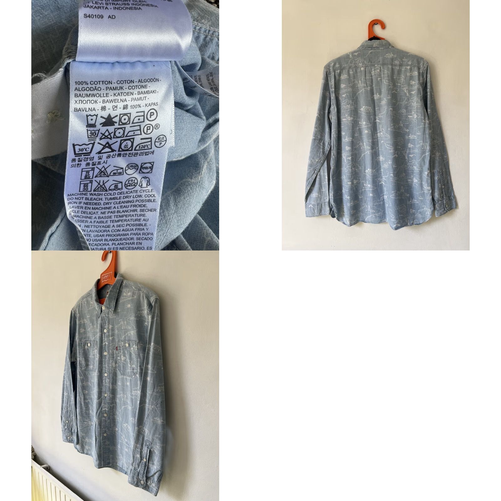 Levi's Levi's Deck Shirt L Chambray US Navy San Francisco Souvenir Print 2014 Rare Blue Deck Shirt Mens L Chambray Blue 2010s SF Souvenir Navy Levi's Size US L / EU 52-54 / 3 - 11 Thumbnail