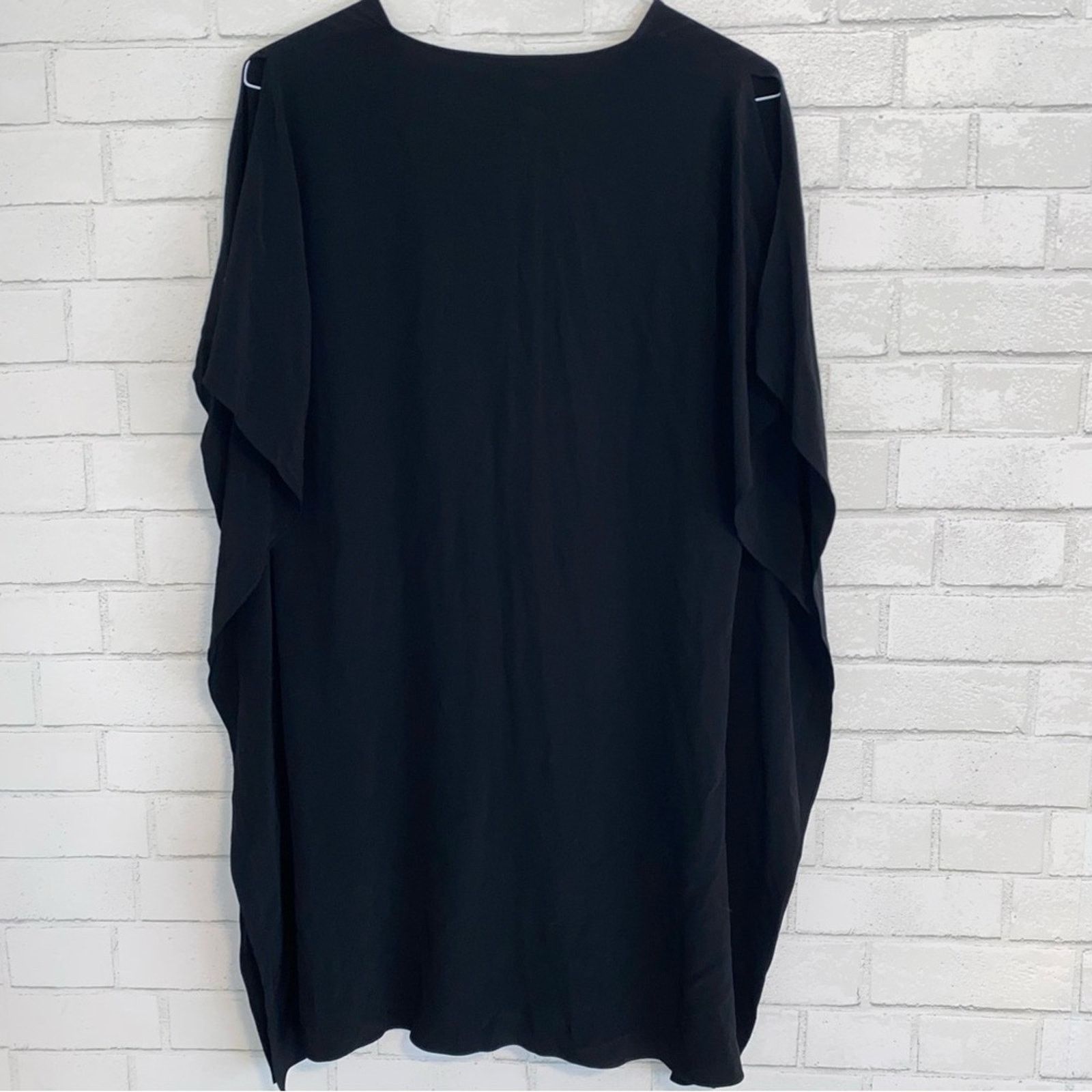 Eileen Fisher New $278 Eileen Fisher Tencel Black V Neck Caftan Dress XS Size XS / US 0-2 / IT 36-38 - 9 Thumbnail