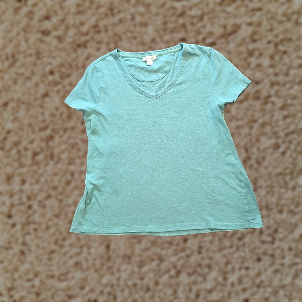 Vintage Sundance Top Womens Size Large Petite Green Slub Knit Short Sleeve Casual Basic Shirt Mens? Size L / US 10 / IT 46 - 1 Thumbnail