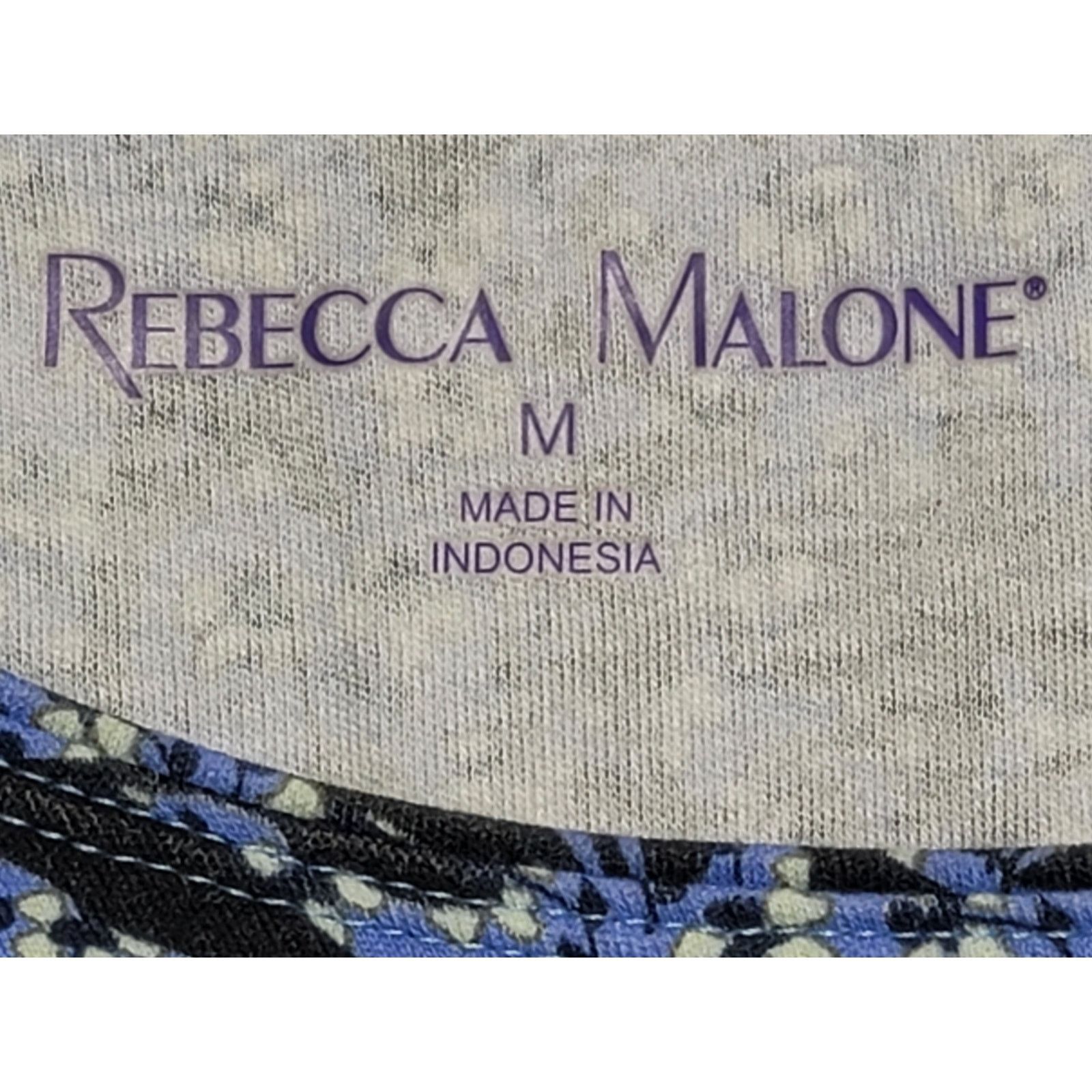 Other Rebecca Malone Blue Black Floral Print Pull On Top Medium Size M / US 6-8 / IT 42-44 - 3 Thumbnail