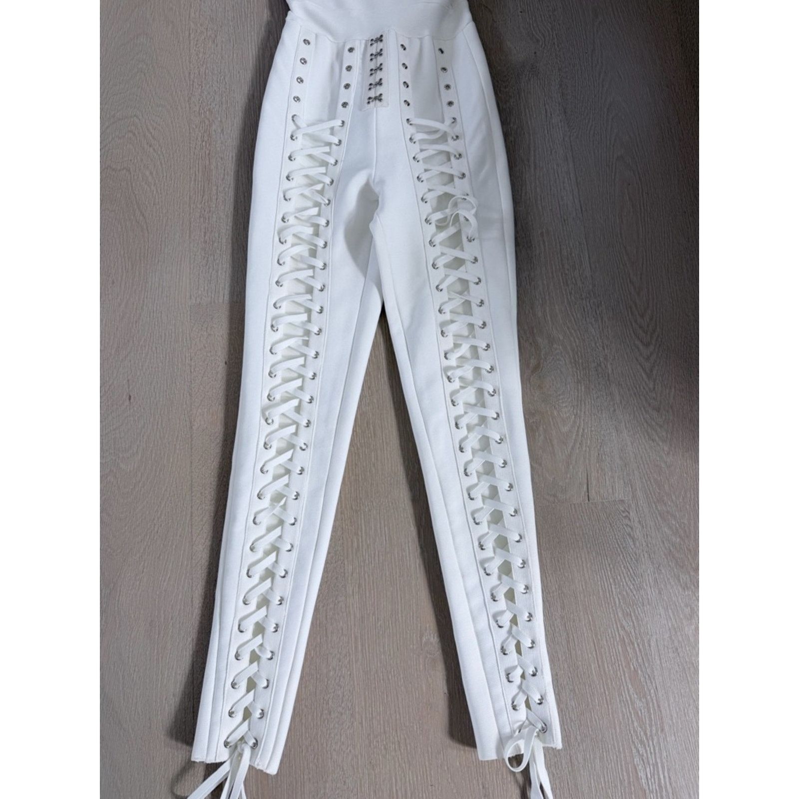Other New Y2K Vacation White Lace-Up High-Waist Jumpsuit size S Size S / US 4 / IT 40 - 10 Thumbnail