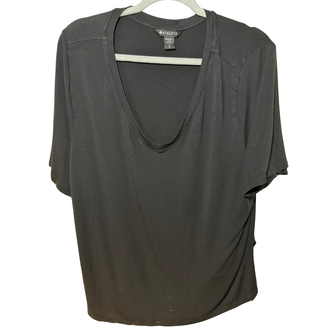Athleta Athleta Womens Short Sleeve V Neck TShirt Black size L Size L / US 10 / IT 46 - 1 Thumbnail