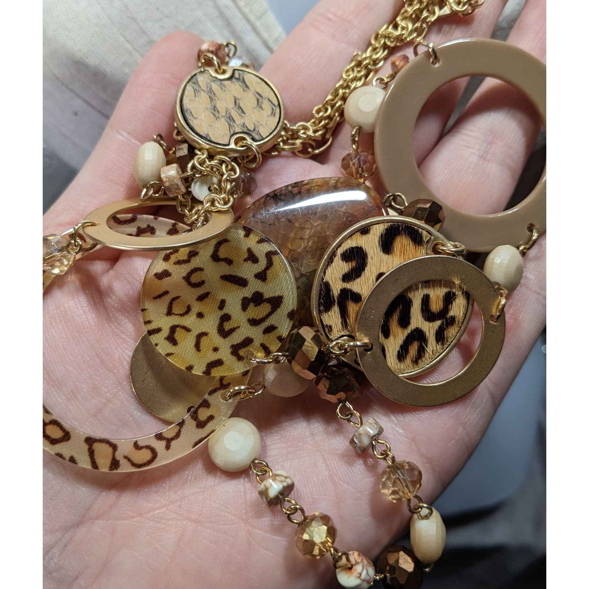 Other 80s Style Leopard Print Mixed Media Statement Necklace Size ONE SIZE - 3 Thumbnail