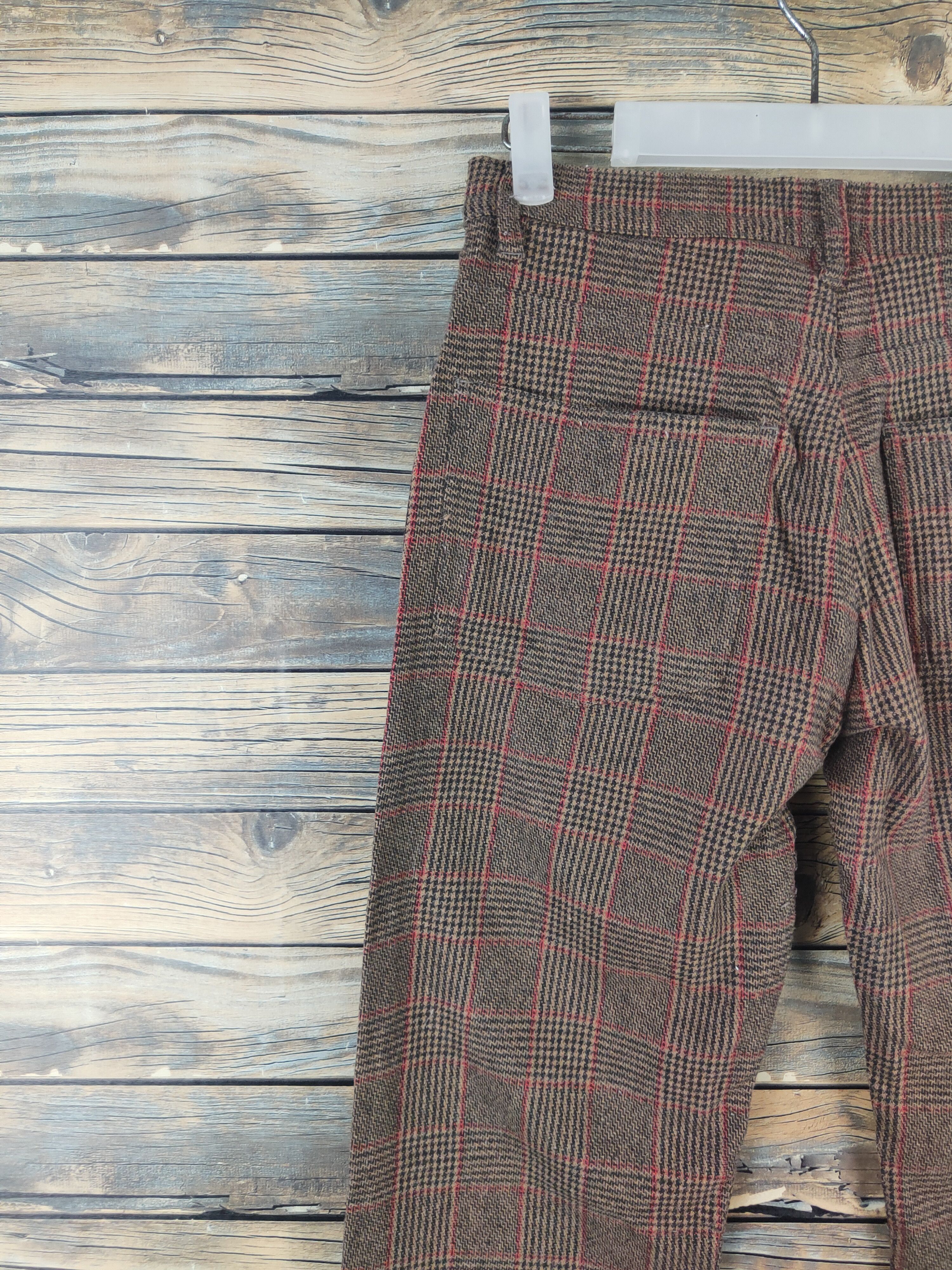 Calvin Klein DL Calvin Klein Brown checkered Wool Casual Pants #701 Size US 27 - 8 Thumbnail