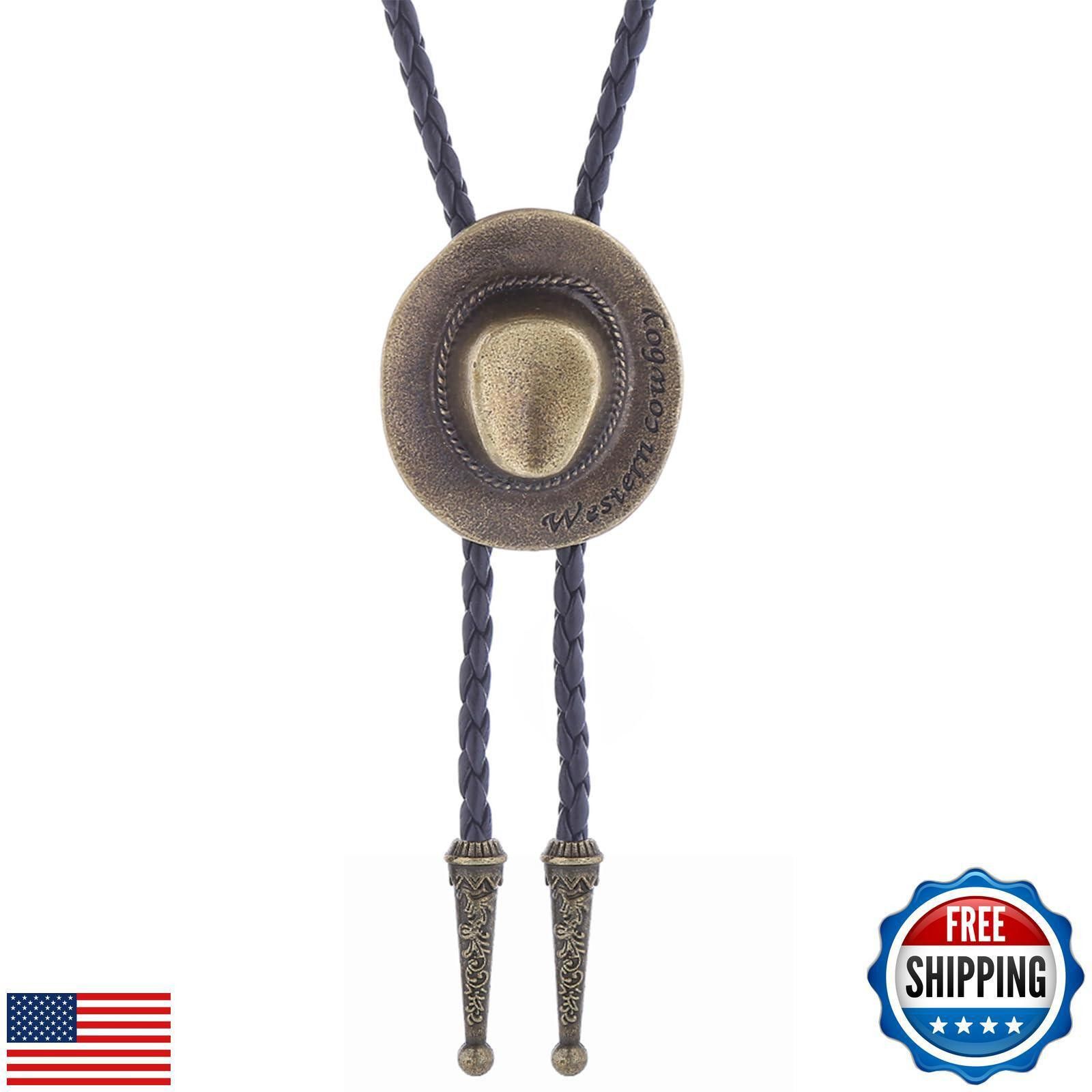 Designer Western Vintage Bolo Tie Leather Necktie Cowboy Hat New Size ONE SIZE - 3 Thumbnail