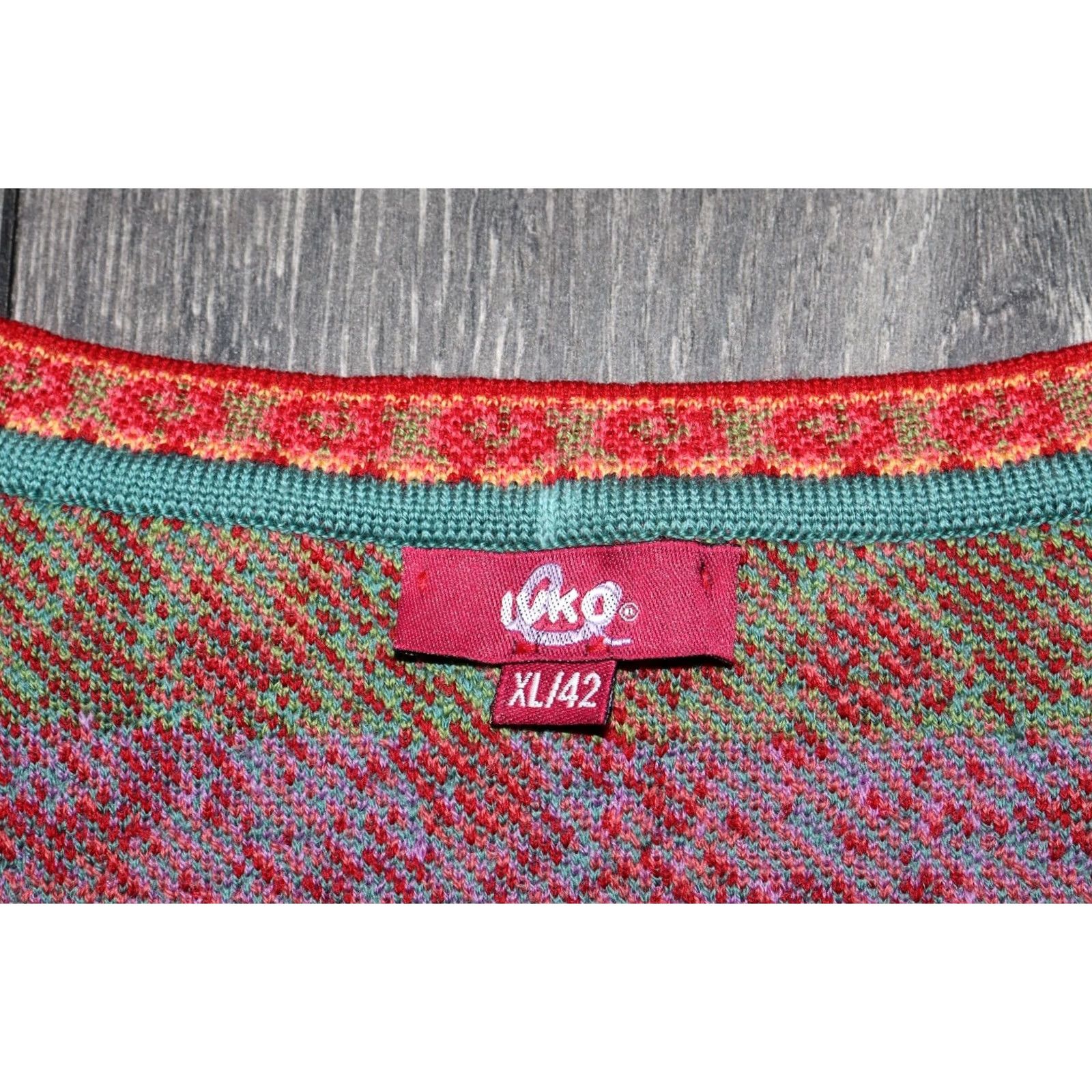 Vintage IVKO WOMEN CARDIGAN LONGSLEEVE SWEATER BUTTON UP RED XL 100% MERINO WOOL Size XL / US 12-14 / IT 48-50 - 3 Thumbnail