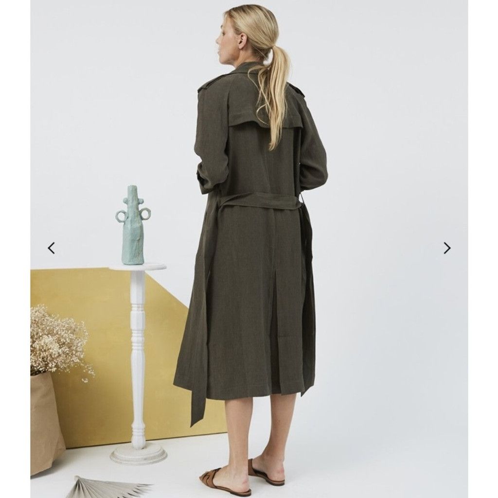Other NAÏF MONTREAL Olive Green Flowy Minimalist Trench Coat sz M Size L / US 10 / IT 46 - 6 Thumbnail