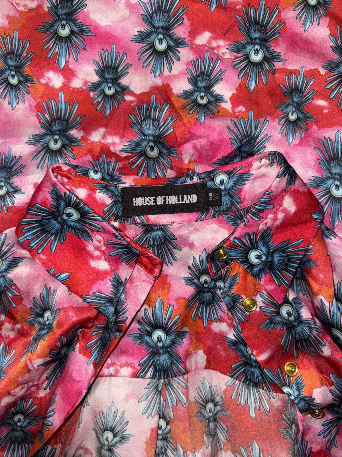 House Of Holland House of Holland Silk Shirt – Sacred Dove Print on Clouds Size XS / US 0-2 / IT 36-38 - 4 Thumbnail