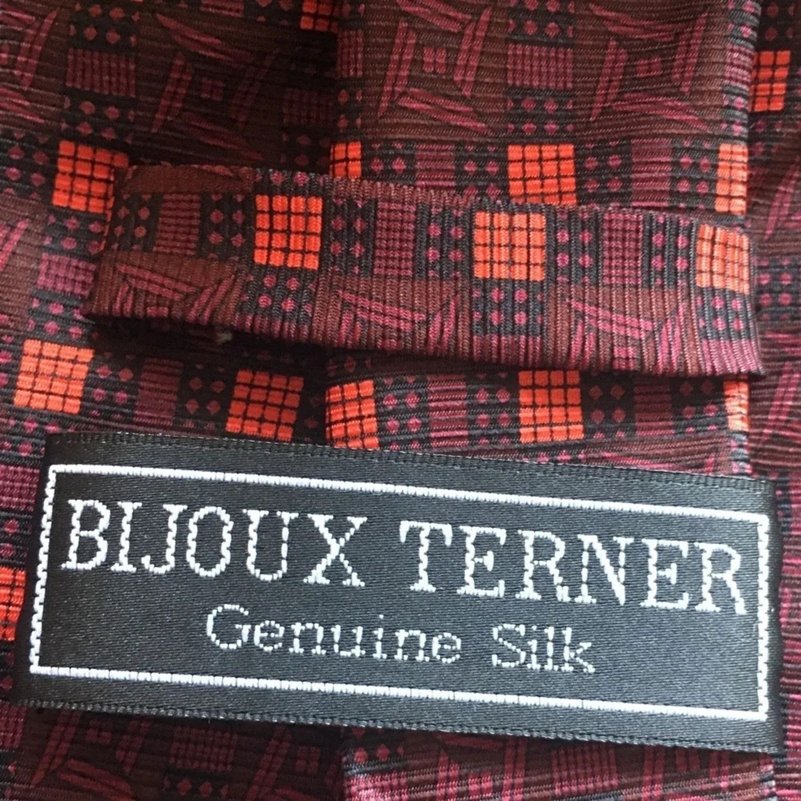 The Unbranded Brand Bijoux Terner red and blue geometric pattern necktie Size ONE SIZE - 3 Thumbnail