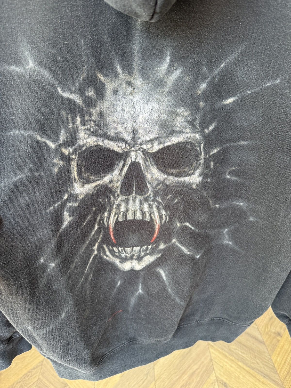 Vintage Vintage Spiral Gothic Skull Faded Distressed Y2K Rare Hoodie Size US M / EU 48-50 / 2 - 12 Thumbnail