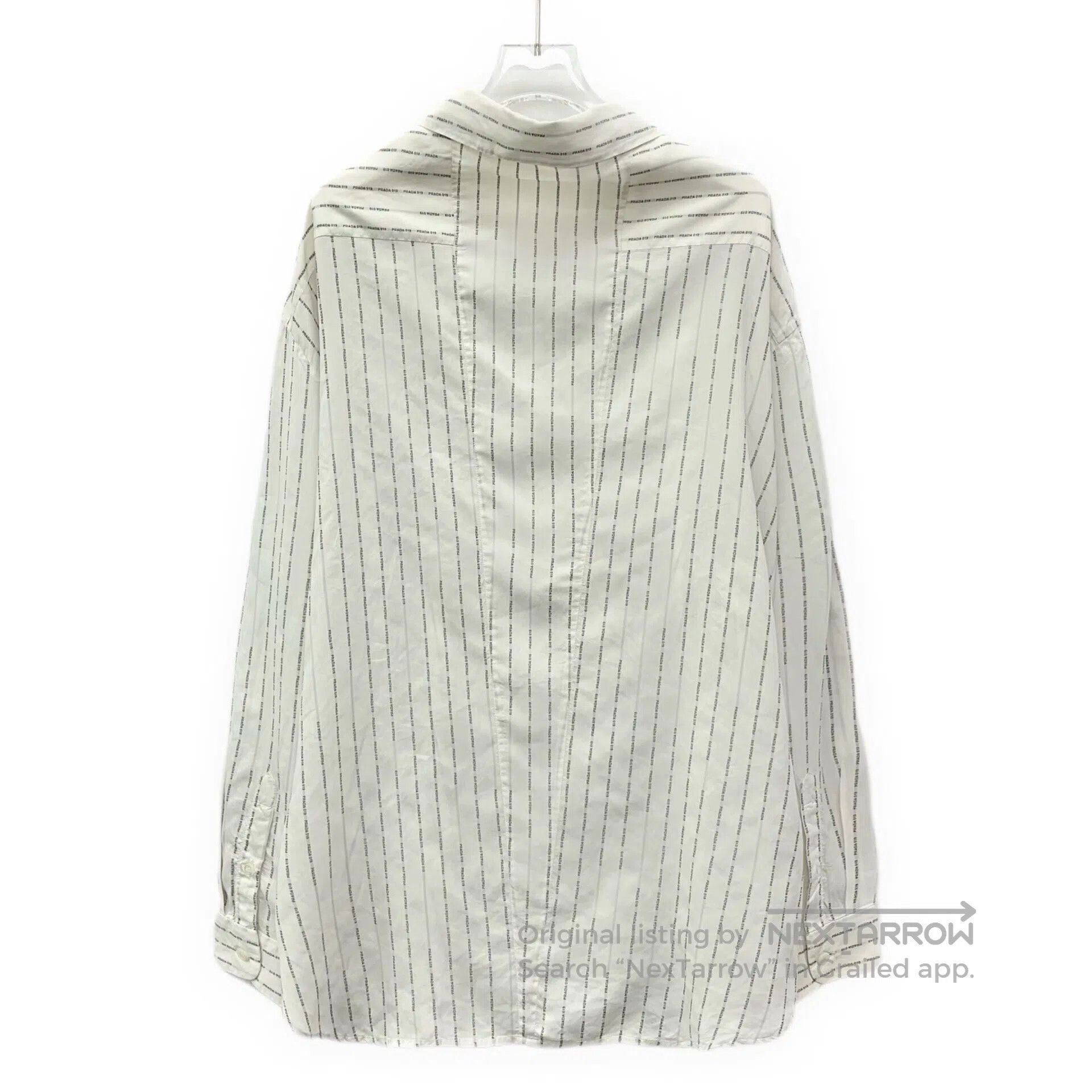 Prada Prada White striped logo lettering printed cotton button-d Size S / US 4 / IT 40 - 2 Thumbnail