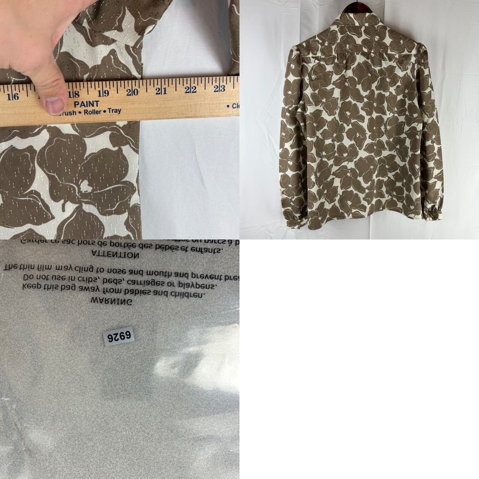 Vintage VINTAGE Pykettes Blouse Shirt Womens Size 12 Brown Floral Button Down Polyester Size XL / US 12-14 / IT 48-50 - 8 Thumbnail