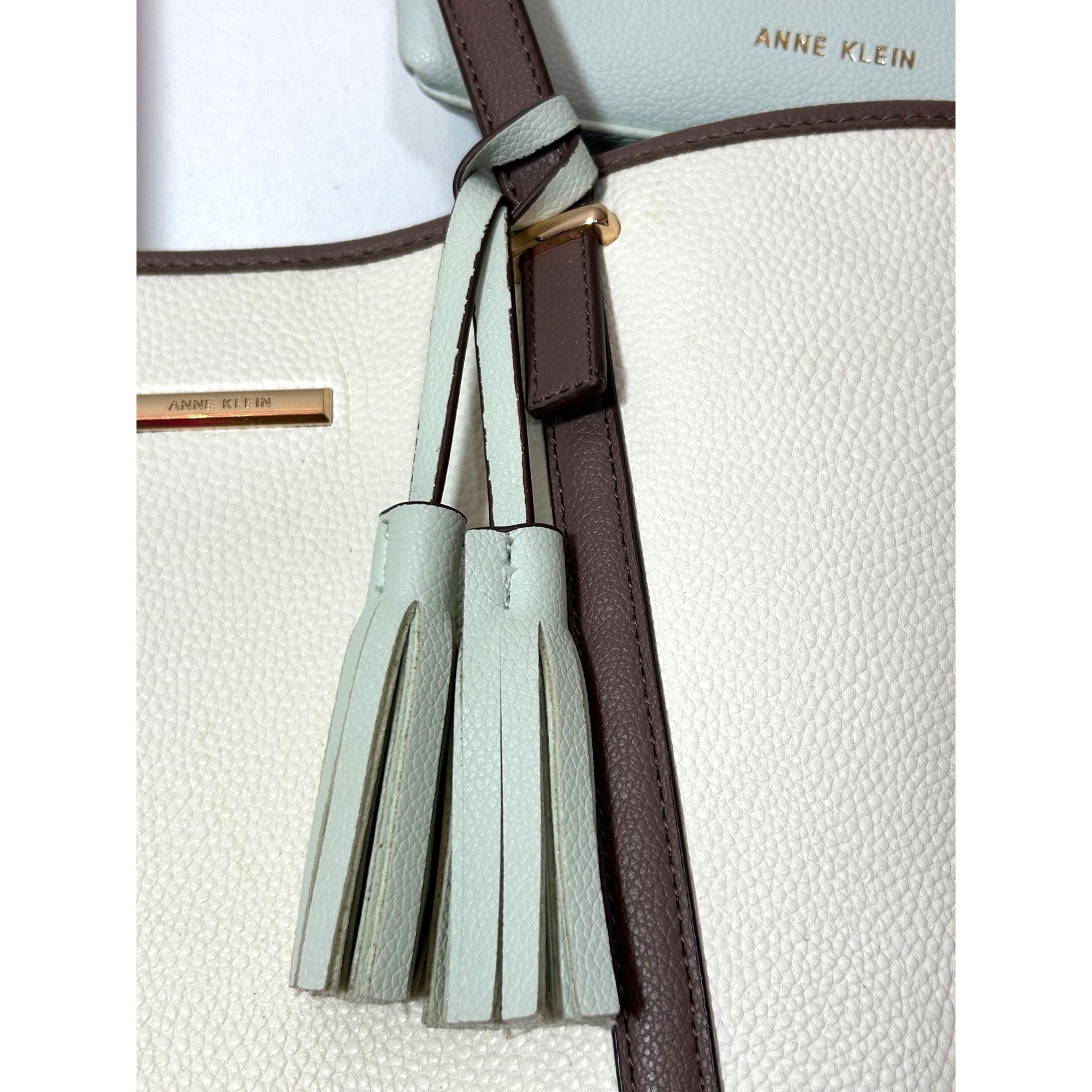 Anne Klein Anne Klein Tote Bag, Wristlet Cream Green Brown Logo Charm D Size ONE SIZE - 4 Thumbnail