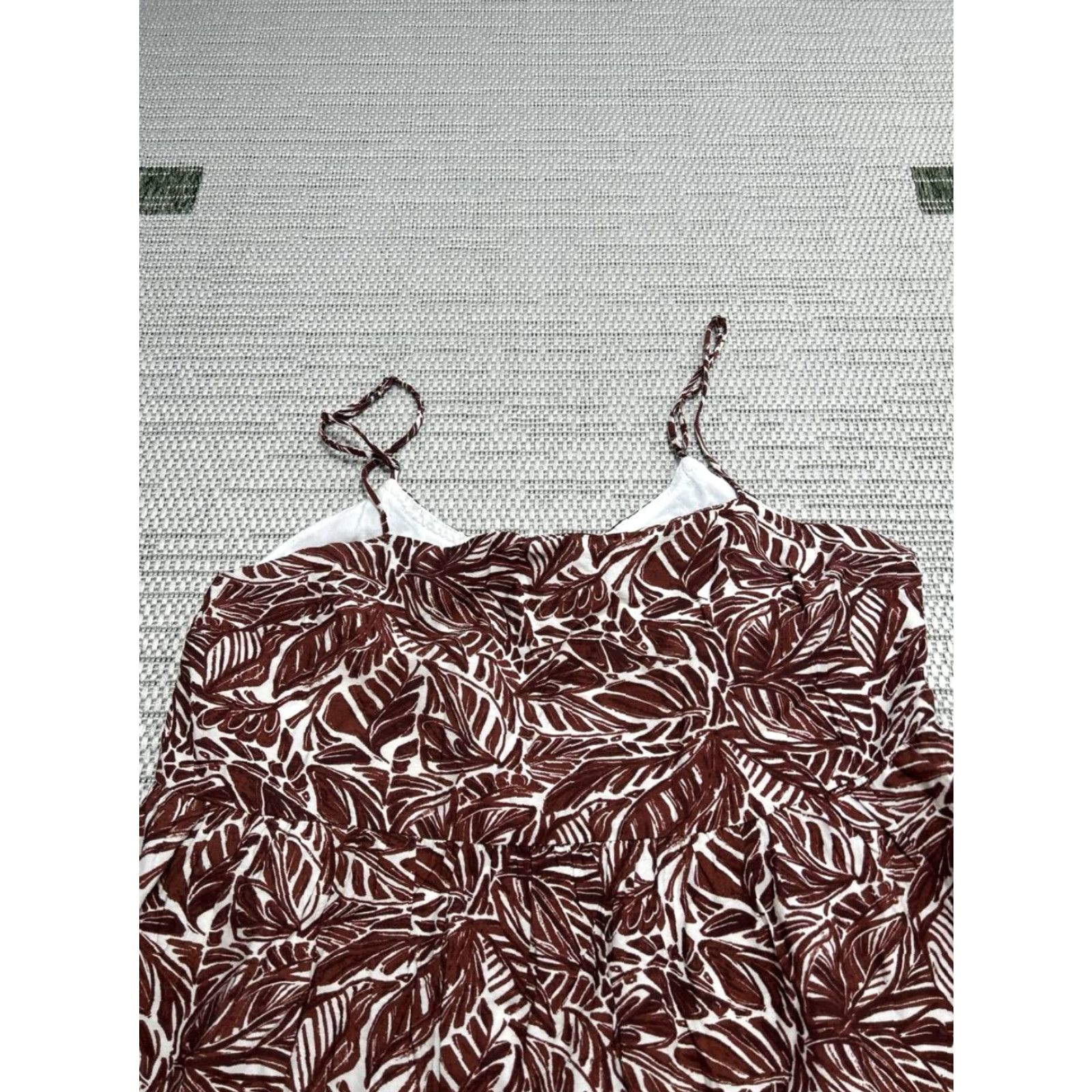 Abercrombie & Fitch Abercrombie & Fitch Dress Womens Medium Tall Brown White Floral Midi Sleeveless Cowl Neck Pullover Casual Linen Lined Summer Spring Vintage No Size M / US 6-8 / IT 42-44 - 2 Thumbnail