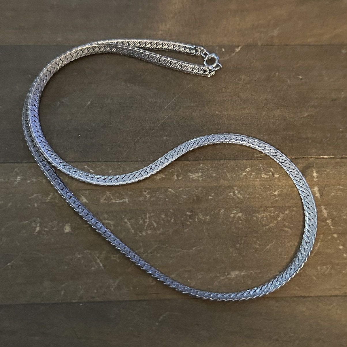 Vintage Vintage silver tone herringbone chain necklace Size ONE SIZE - 3 Thumbnail