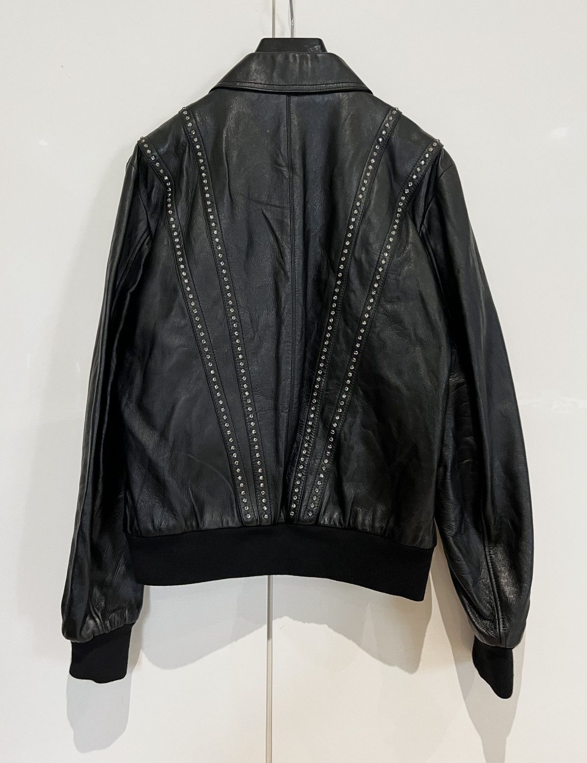 Celine × Hedi Slimane Celine by Hedi Slimane 19SS Rhinestones Leather Jacket Size US L / EU 52-54 / 3 - 2 Thumbnail