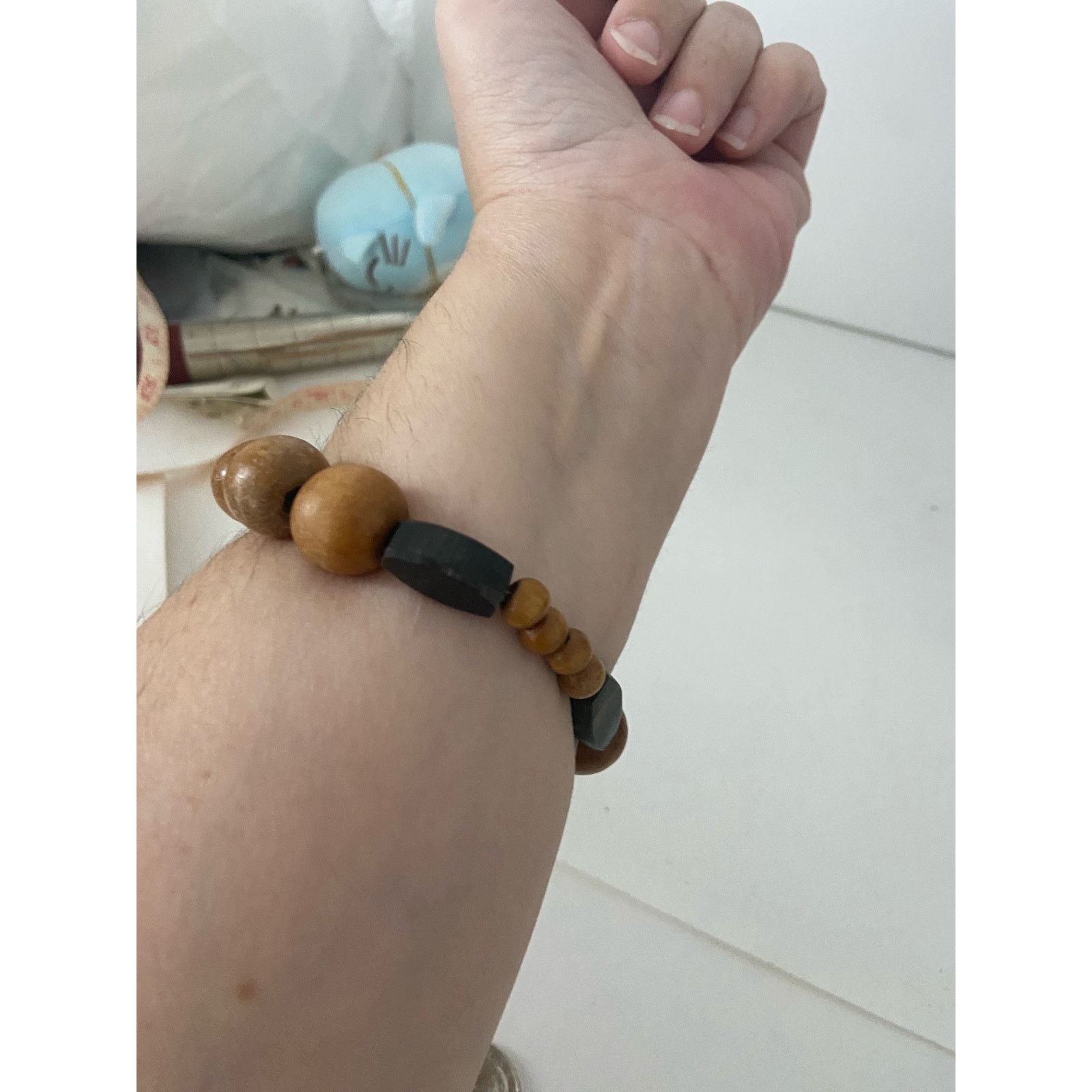 Handmade Handmade wood bead bangle bracelet Size ONE SIZE - 2 Thumbnail