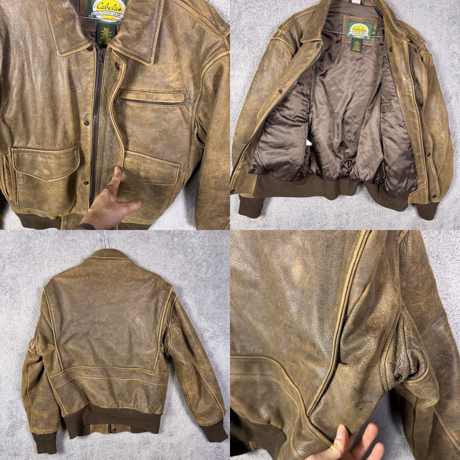 Vintage Cabela's Leather Jacket Mens S Bomber Coat A2 Style Flight Flyer Vintage Canada Jacket Size US S / EU 44-46 / 1 - 8 Thumbnail