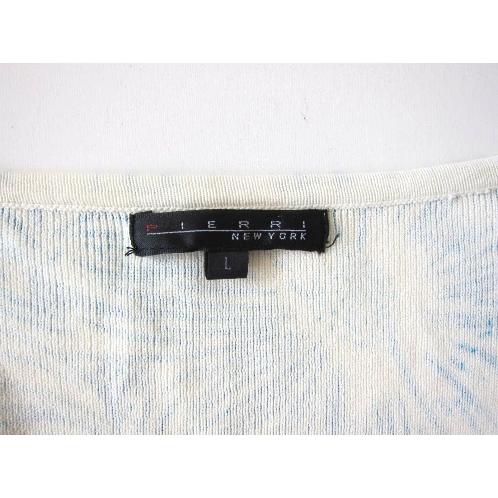 Vintage VINTAGE Pierri New York Blue Ivory Floral Stretch Scoop Neck 3/4 Sleeve Sweater Large Size L / US 10 / IT 46 - 4 Thumbnail