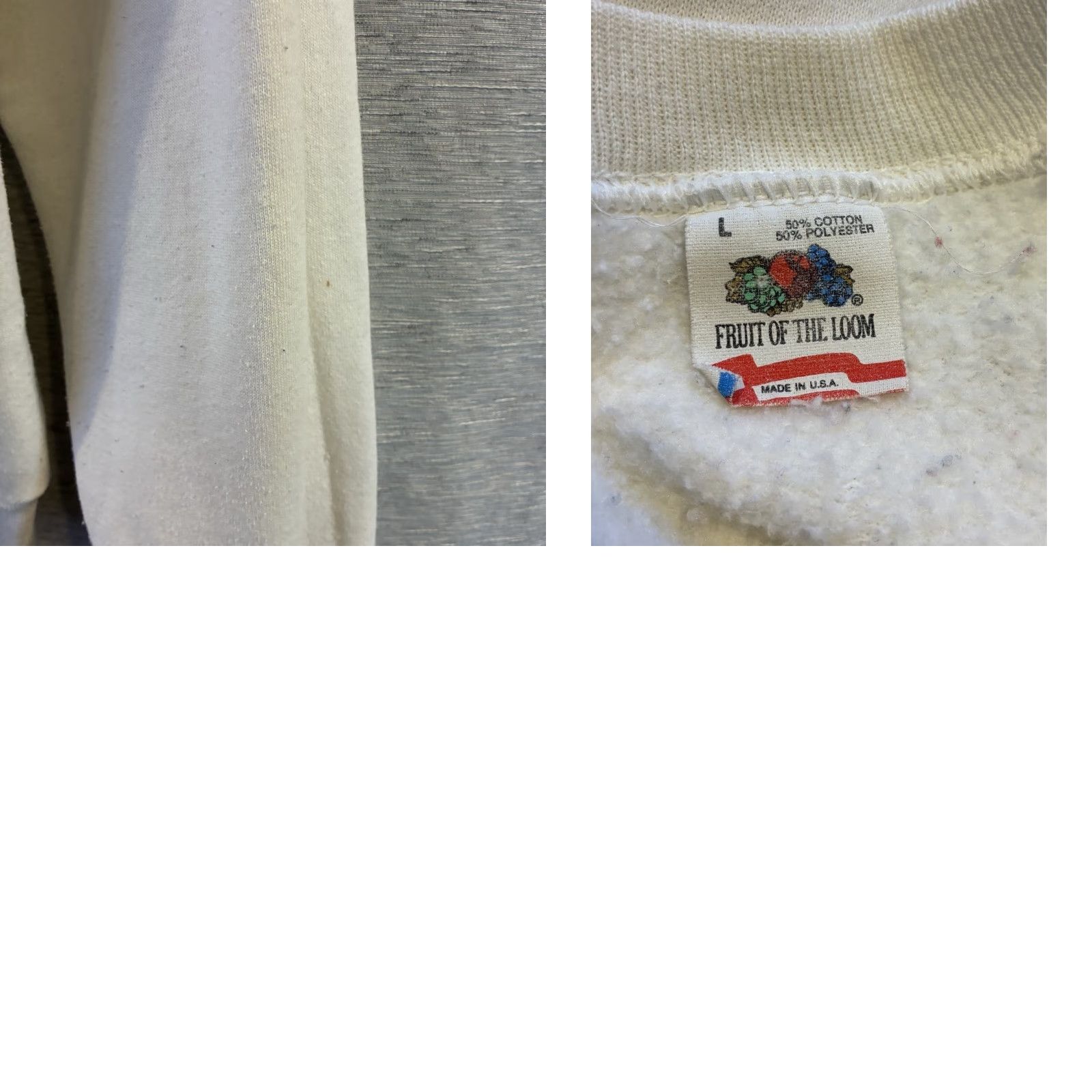 Fruit Of The Loom VINTAGE Kiss Me Heart 90s Crewneck Sweater Fruit of the Loom Women Large White Pullover Cotton Polyester Hearts Size L / US 10 / IT 46 - 8 Thumbnail