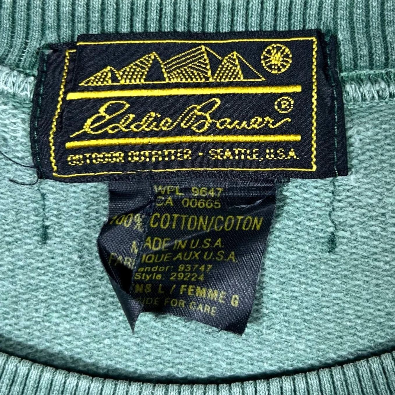 Eddie Bauer VINTAGE Eddie Bauer Sweatshirt Washed Green Made In USA Women's Large Pullover Activewear Clothing Size L / US 10 / IT 46 - 3 Thumbnail
