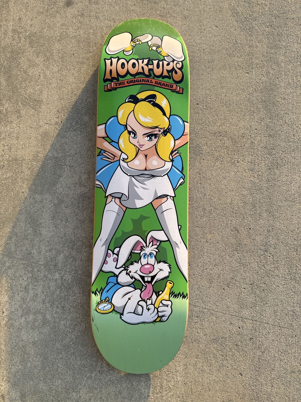 image of Hook Ups x Vintage Hook-Ups Skateboard Deck in Green, Men's