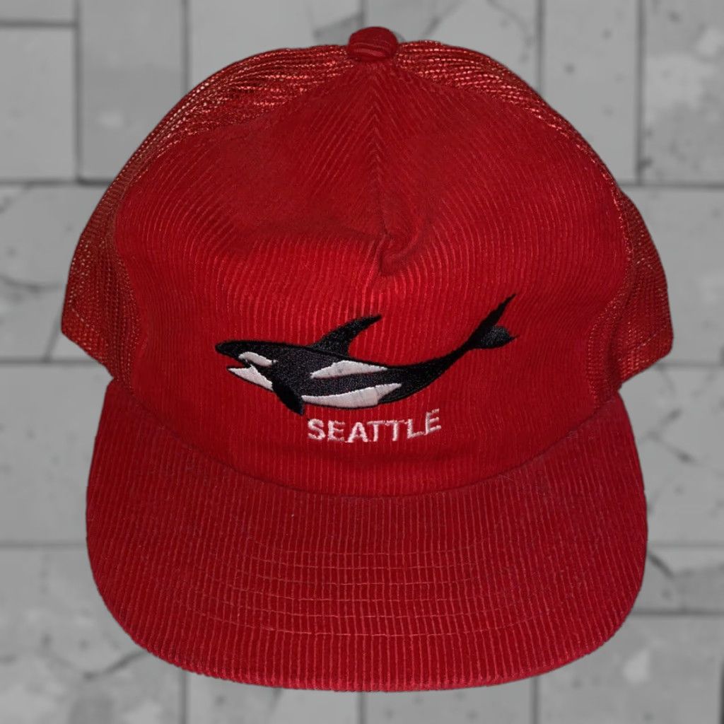Vintage VINTAGE Iaac Seattle Red Corduroy Snapback Hat Mens Adjustable Cotton Size ONE SIZE - 1 Thumbnail