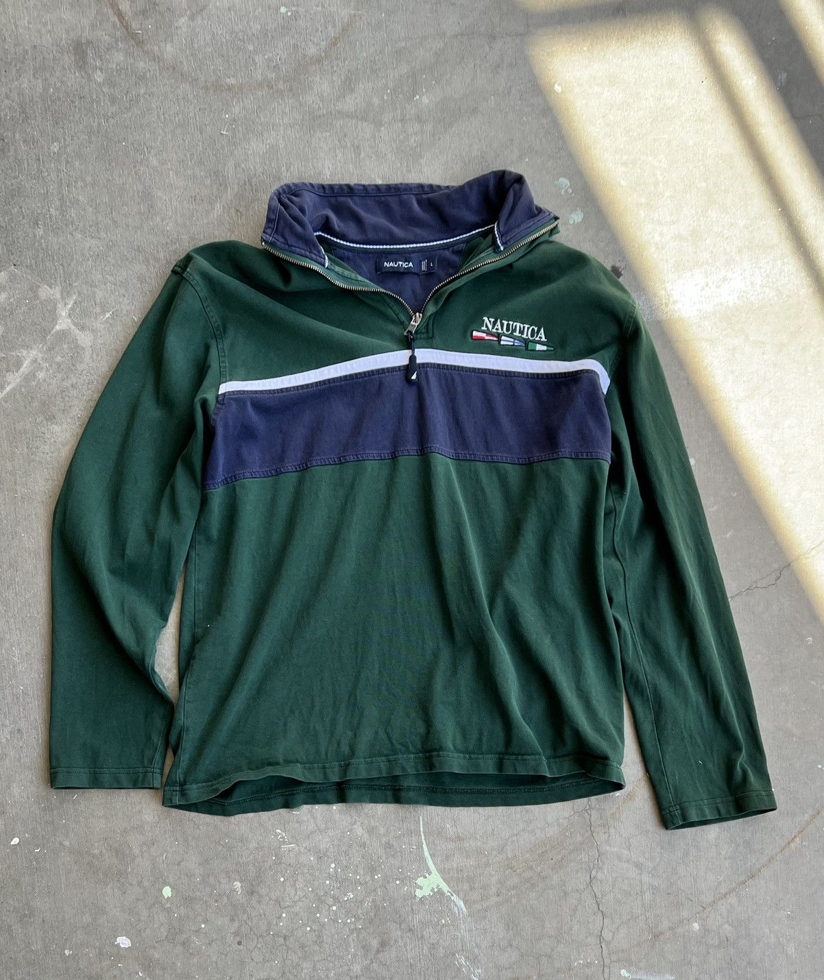 Nautica × Vintage Vintage Green Nautica Quarter Zip Size US L / EU 52-54 / 3 - 1 Thumbnail