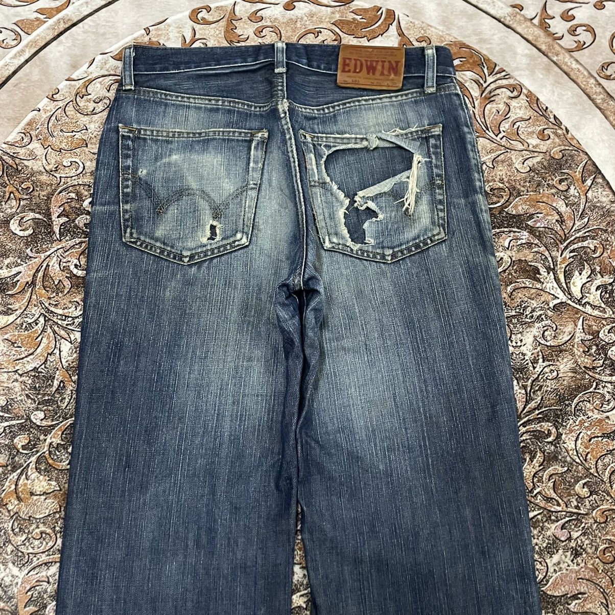 Edwin 🔥Vintage Edwin 503 Stoned Washed Ripped Distress Denim Jeans Size US 31 - 5 Thumbnail