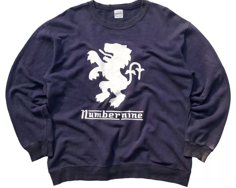 image of Number N Ine x Vintage Number Nine Lambretta Lion Sweatshirt Crewneck in Navy, Men's (Size Large)