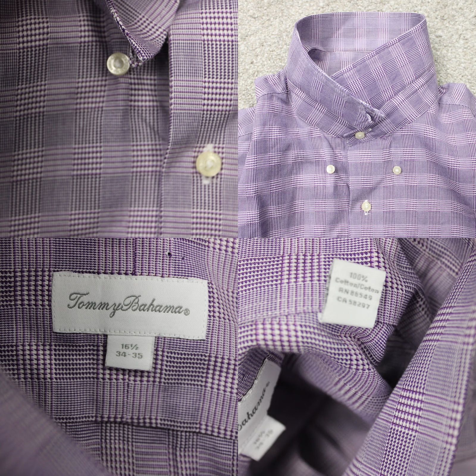 Tommy Bahama Tommy Bahama Shirt Mens 16 1/2, 34/35 Purple 100% Cotton Long Sleeve Button Down Dress Shirt Womens? Mens Size US XL / EU 56 / 4 - 8 Thumbnail