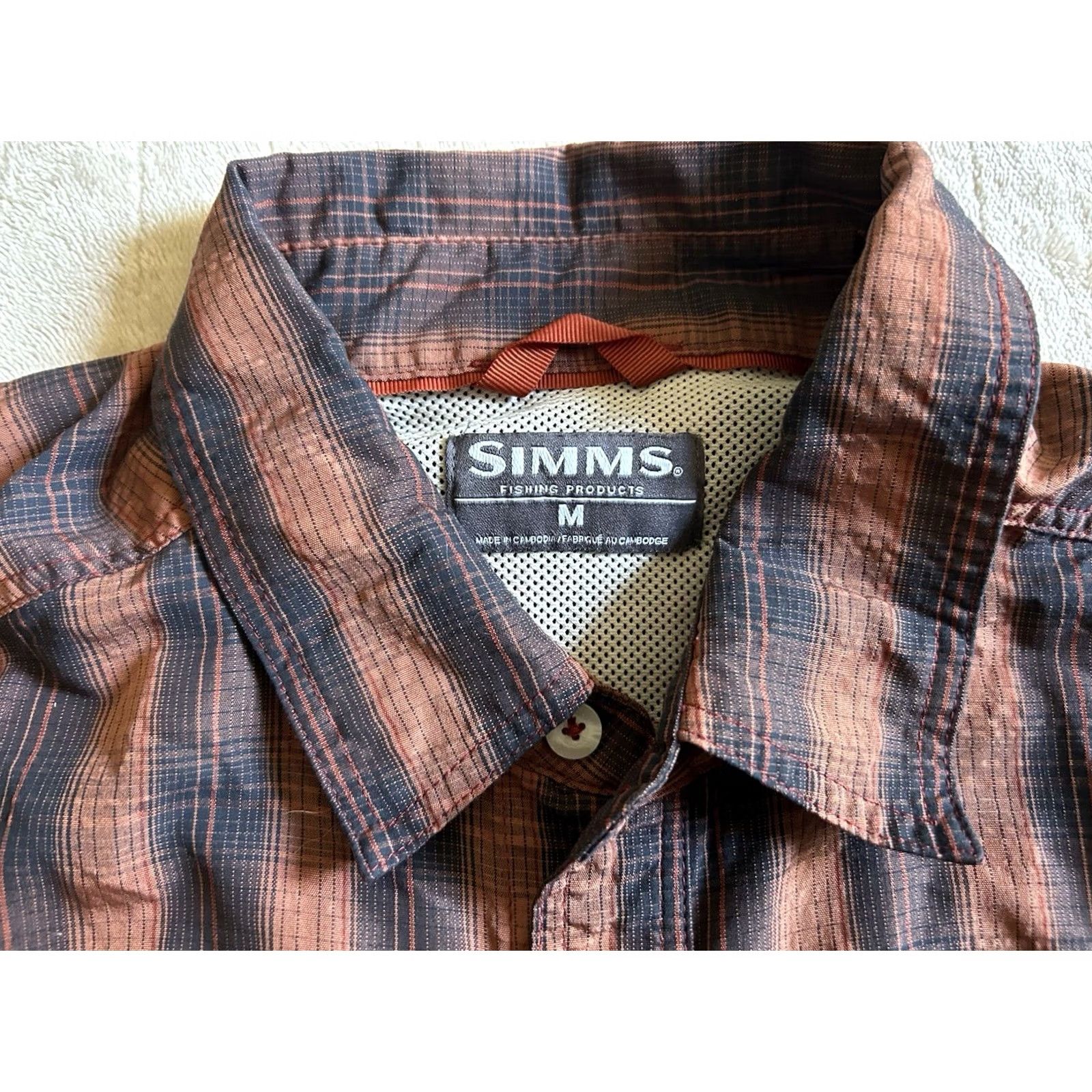 Vintage Simms Shirt Mens Size M Orange Plaid Fishing Long Sleeve Pearl Snap Vented Size US M / EU 48-50 / 2 - 5 Thumbnail