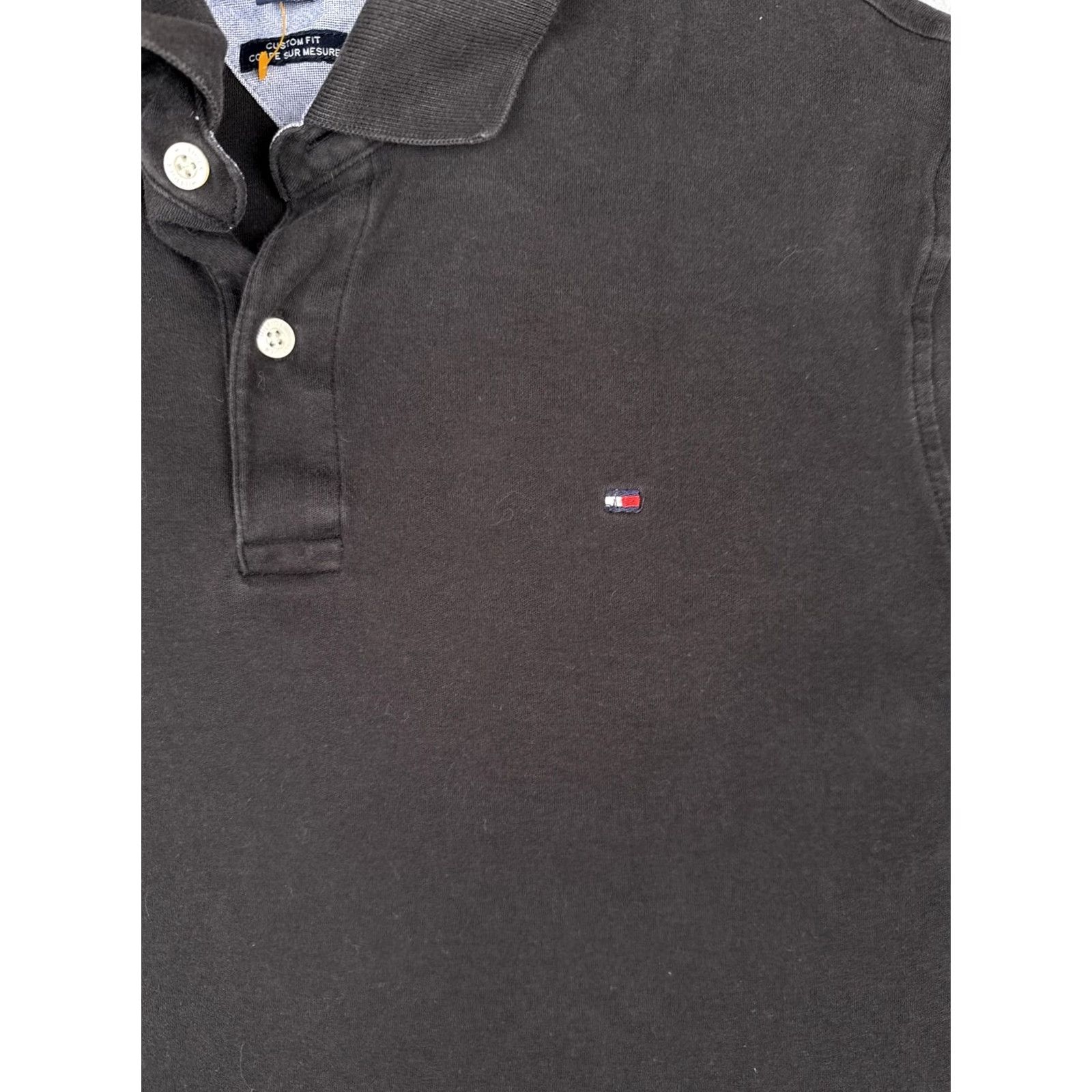 Tommy Hilfiger Tommy Hilfiger Polo Shirt Mens M Black Cotton Custom Fit Logo Casual Knit Size US M / EU 48-50 / 2 - 6 Thumbnail