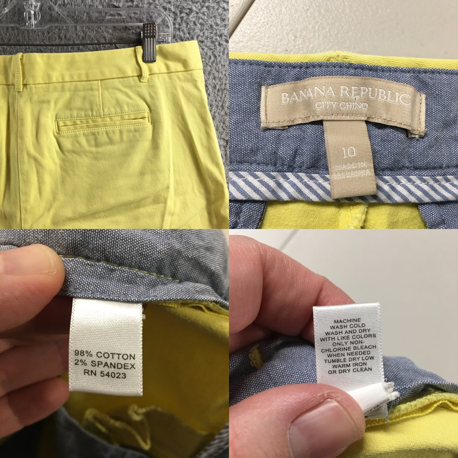 Banana Republic Banana Republic Shorts Womens 10 Yellow Chino Cuffed Mid Rise Zip Fly Stretch - Regular Fit, 10, Yellow, Casual, Summer, Spring, Womens Size 32" / US 10 / IT 46 - 9 Thumbnail