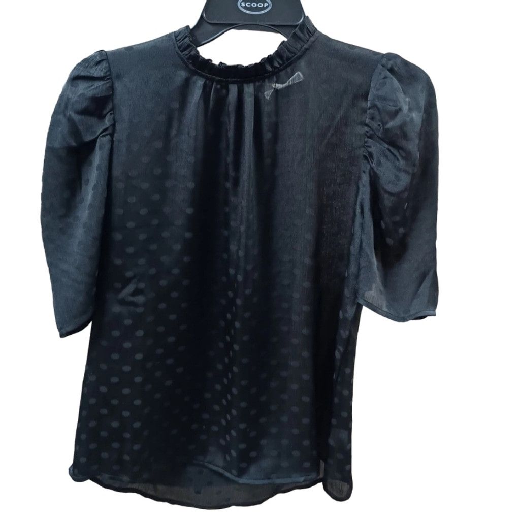Other NWT Pleione Sheer Black Polkadot Puff Sleeve Blouse Size S / US 4 / IT 40 - 1 Thumbnail