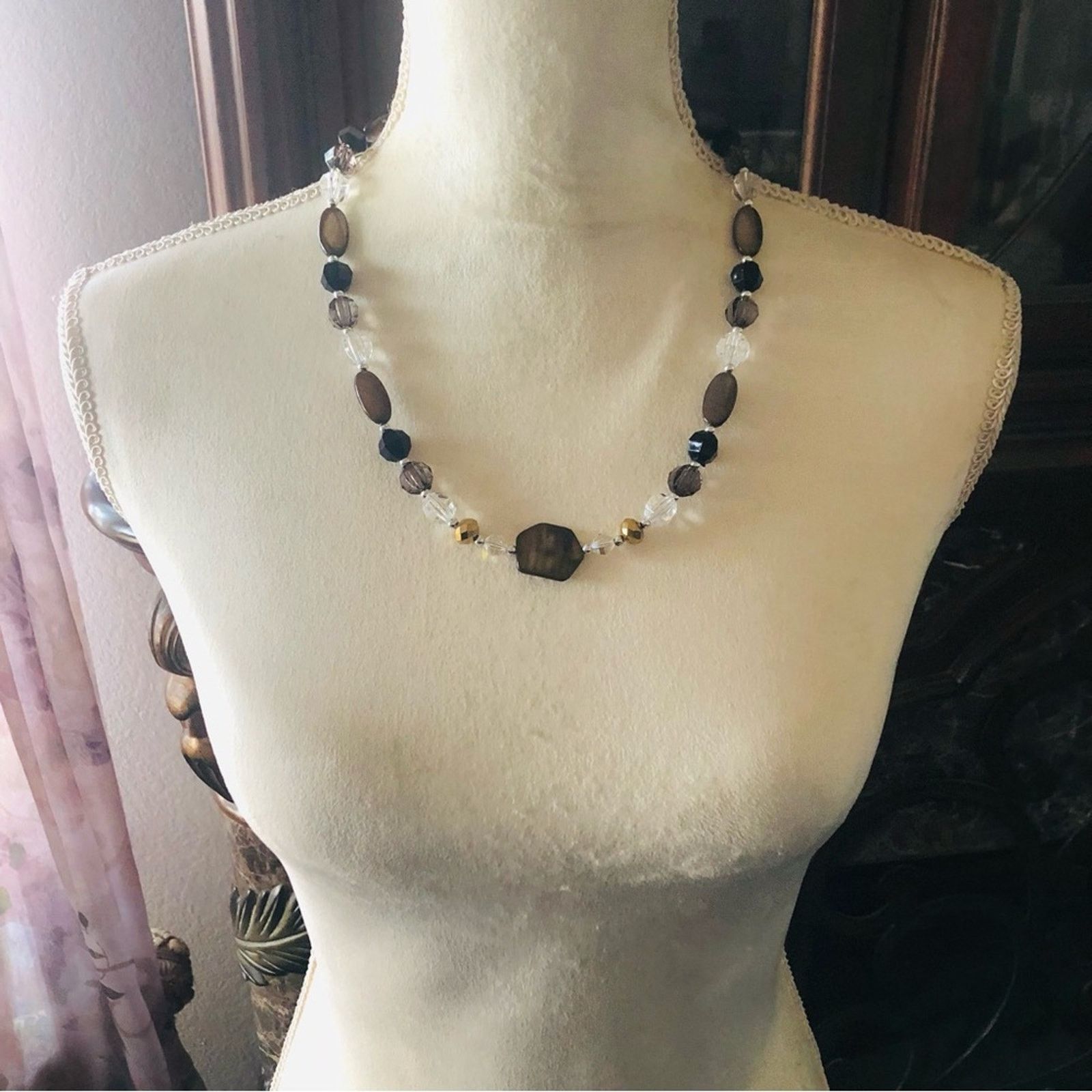 Handmade Handcrafted repurpose tiger eye beaded necklace Size ONE SIZE - 7 Thumbnail
