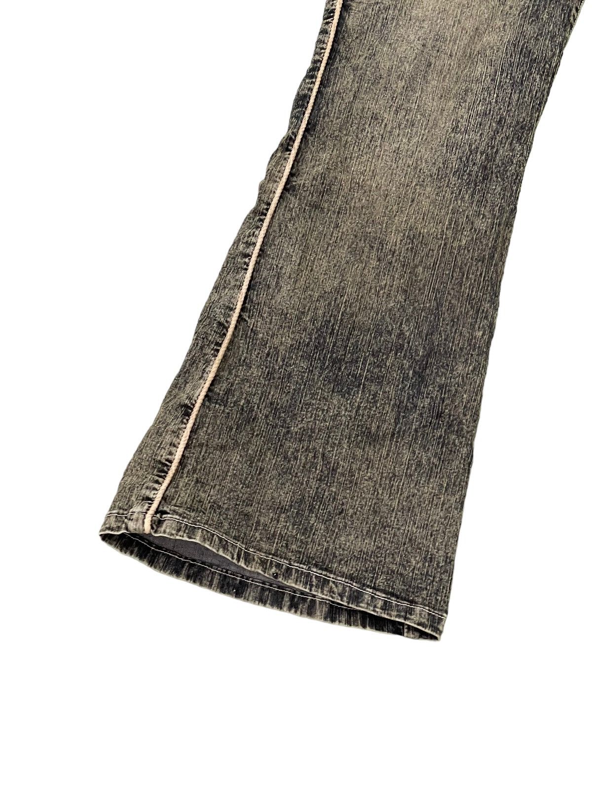 Japanese Brand Flare Jeans Jouer Aux Echecs Faded Stretch Thin Denim 7🟦9 Size US 35 - 5 Thumbnail