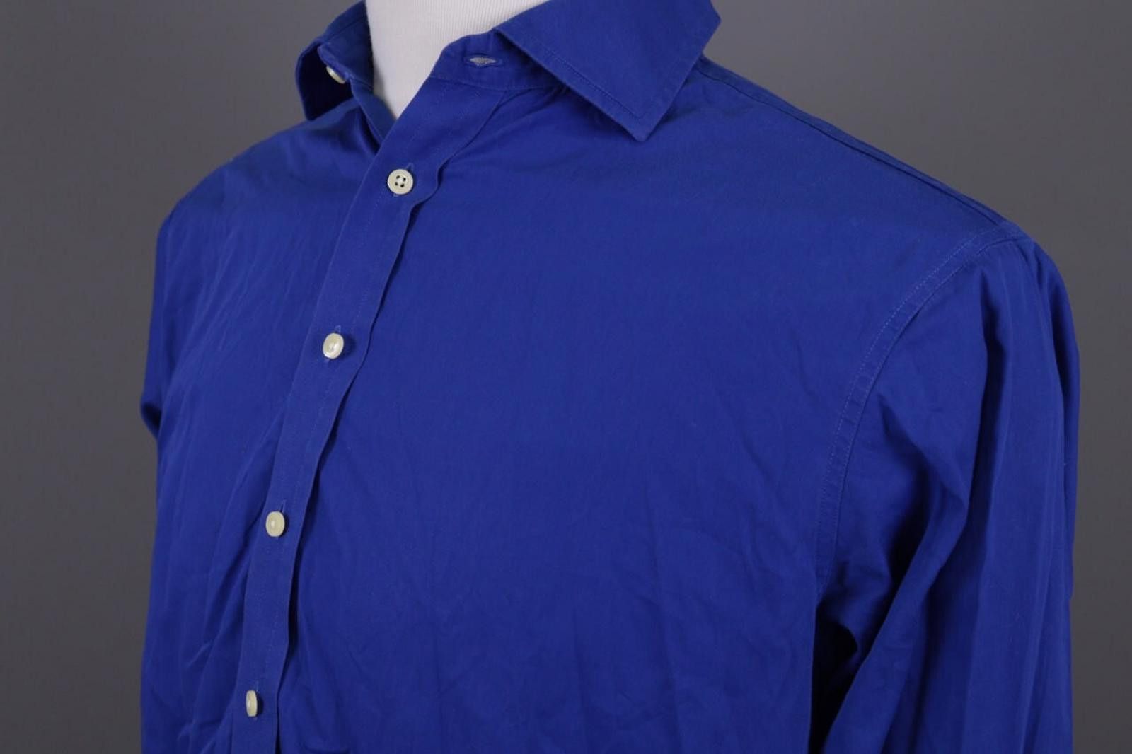 Designer Hackett London All Cotton Blue Shirt Size 39 / 15 1/2 Size US M / EU 48-50 / 2 - 8 Thumbnail
