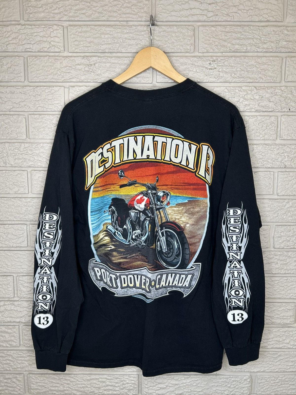 Harley Davidson Port Dover Friday 13th Biker Flame Long Sleeve Shirt Size US L / EU 52-54 / 3 - 6 Thumbnail