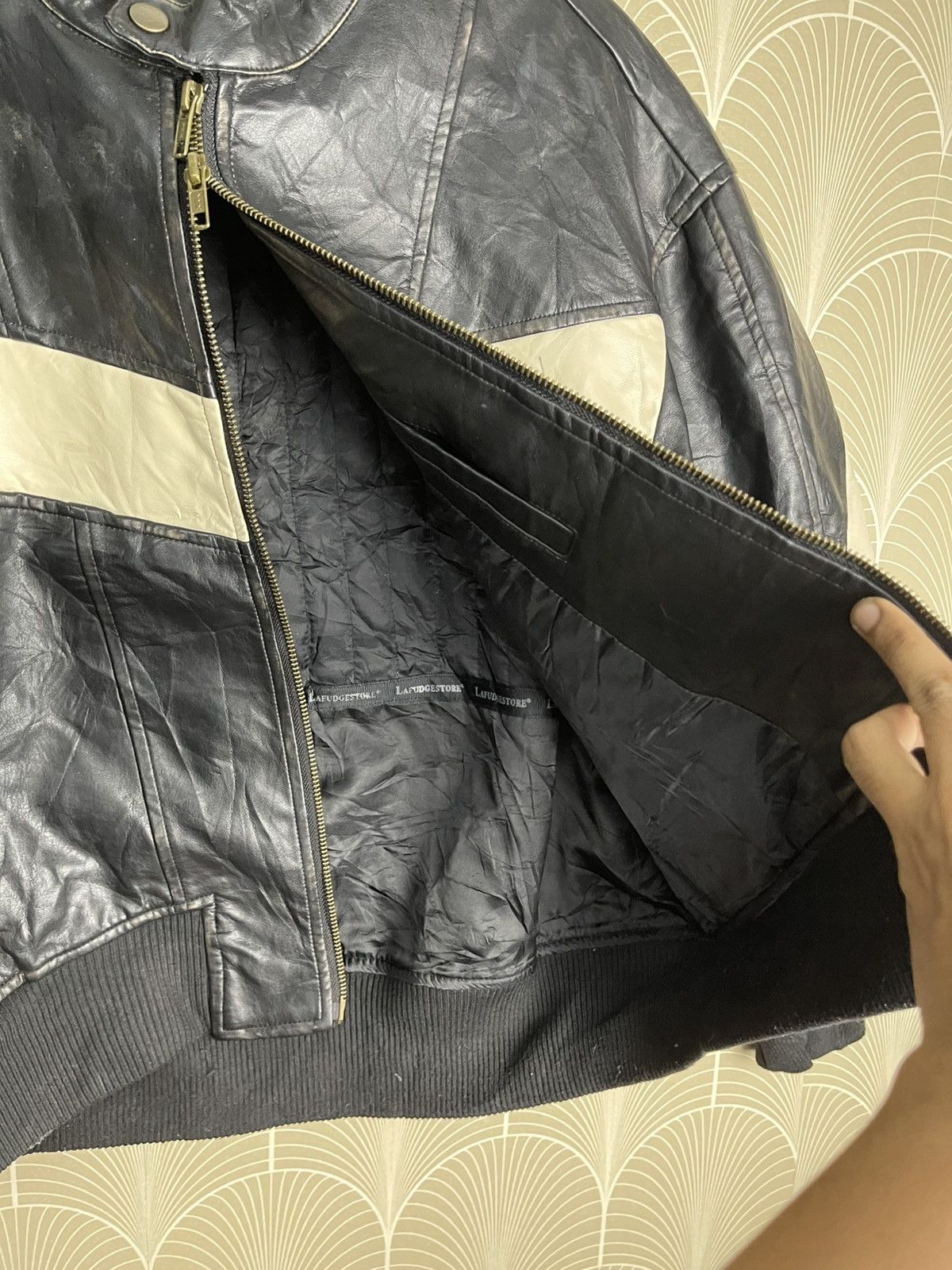 Japanese Brand × Vintage VINTAGE LAFUDGE STORE BOMBER LEATHER JACKET RARE Size US M / EU 48-50 / 2 - 11 Thumbnail