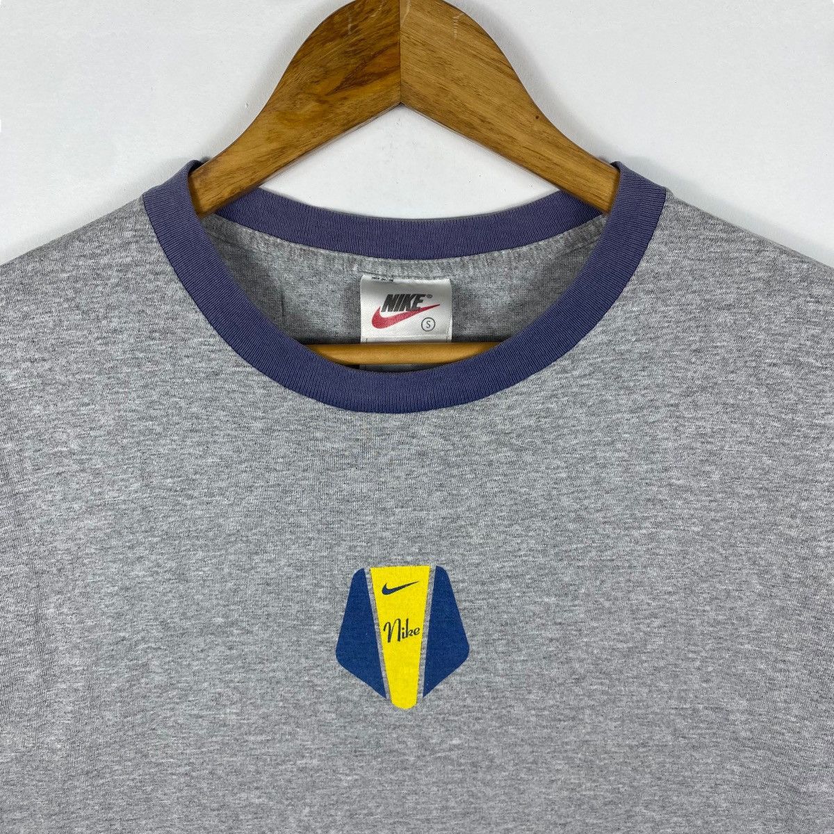 Nike × Vintage Vintage 90's NIKE Center Logo Sportswear Ringer Tee Shirt Size US S / EU 44-46 / 1 - 2 Thumbnail