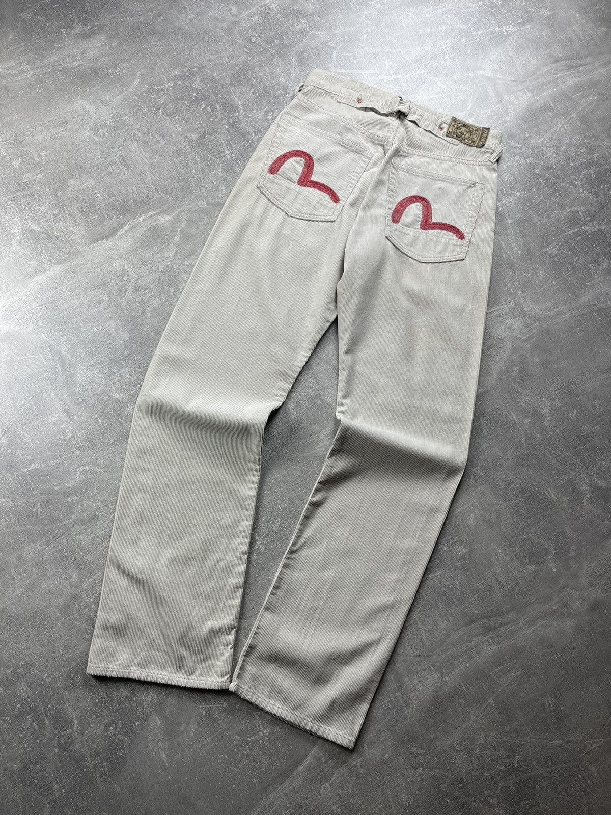 Evisu Evisu Japan Vintage Rare Corduroy Beige Buckle Back Jeans Size 28" / US 6 / IT 42 - 1 Thumbnail
