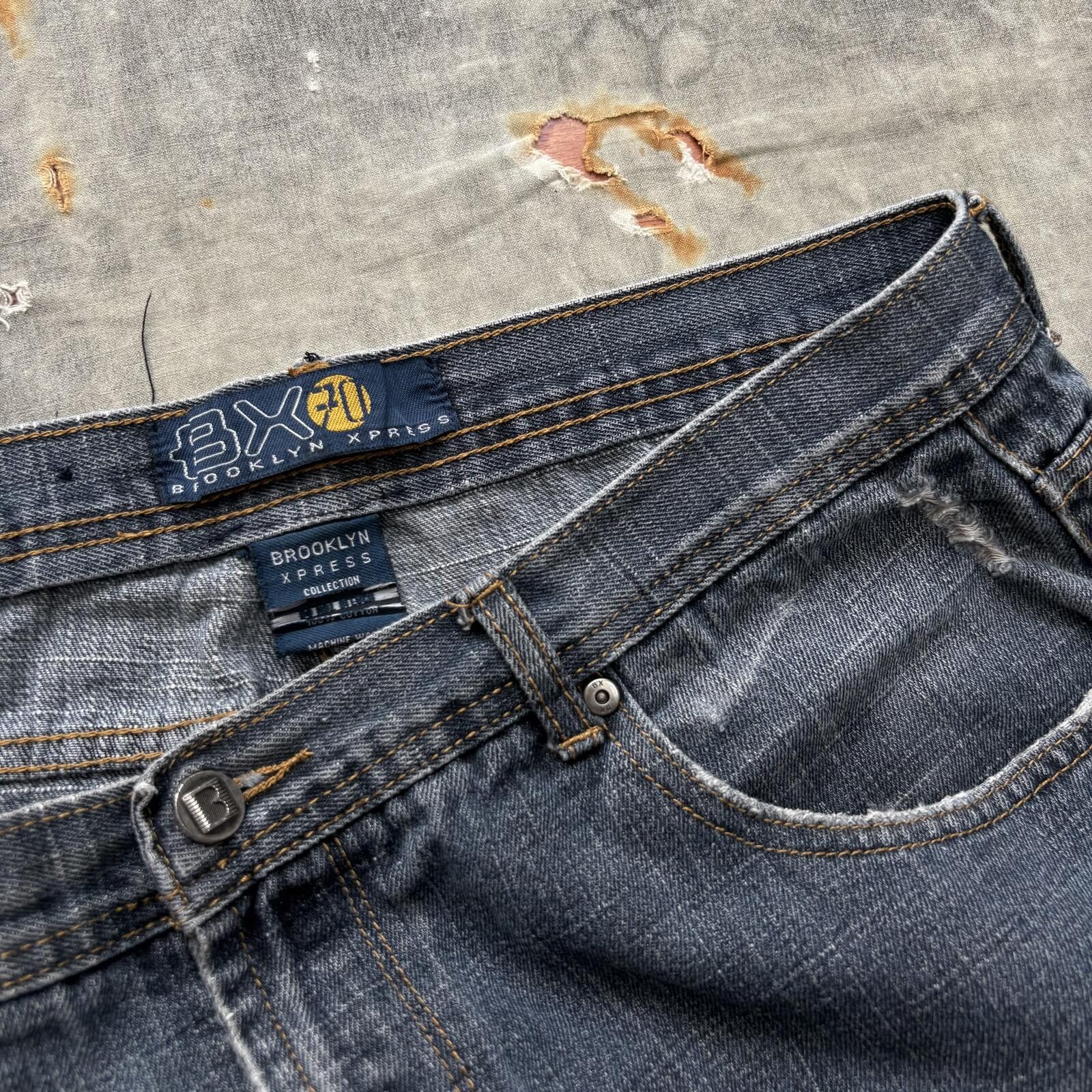 Brooklyn Xpress Vintage Y2K Brooklyn Xpress Grunge Baggy Denim Shorts Jorts Size US 36 / EU 52 - 4 Thumbnail