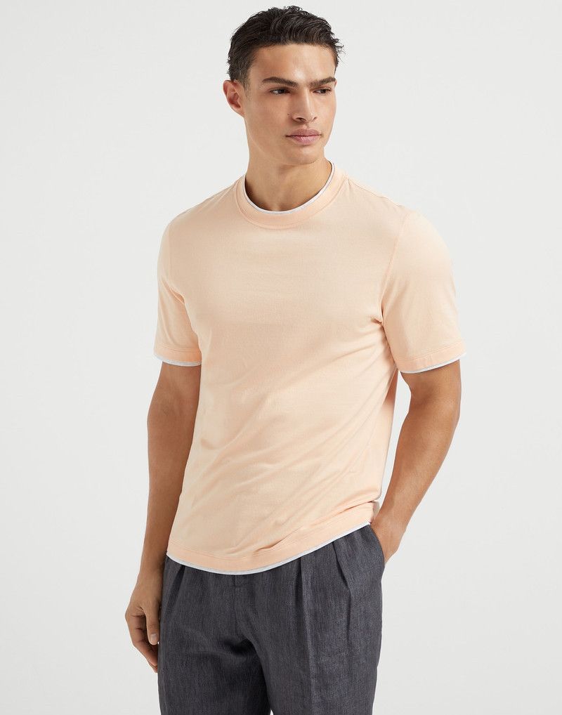 Brunello Cucinelli o1la1rc1a0326 Crew Neck T-Shirt in Nude Size US S / EU 44-46 / 1 - 1 Thumbnail