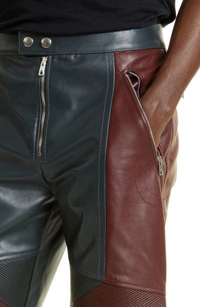 Bottega Veneta o1n1vont1224 Leather Biker Pants in Merlot / Graphite Size US 32 / EU 48 - 5 Thumbnail