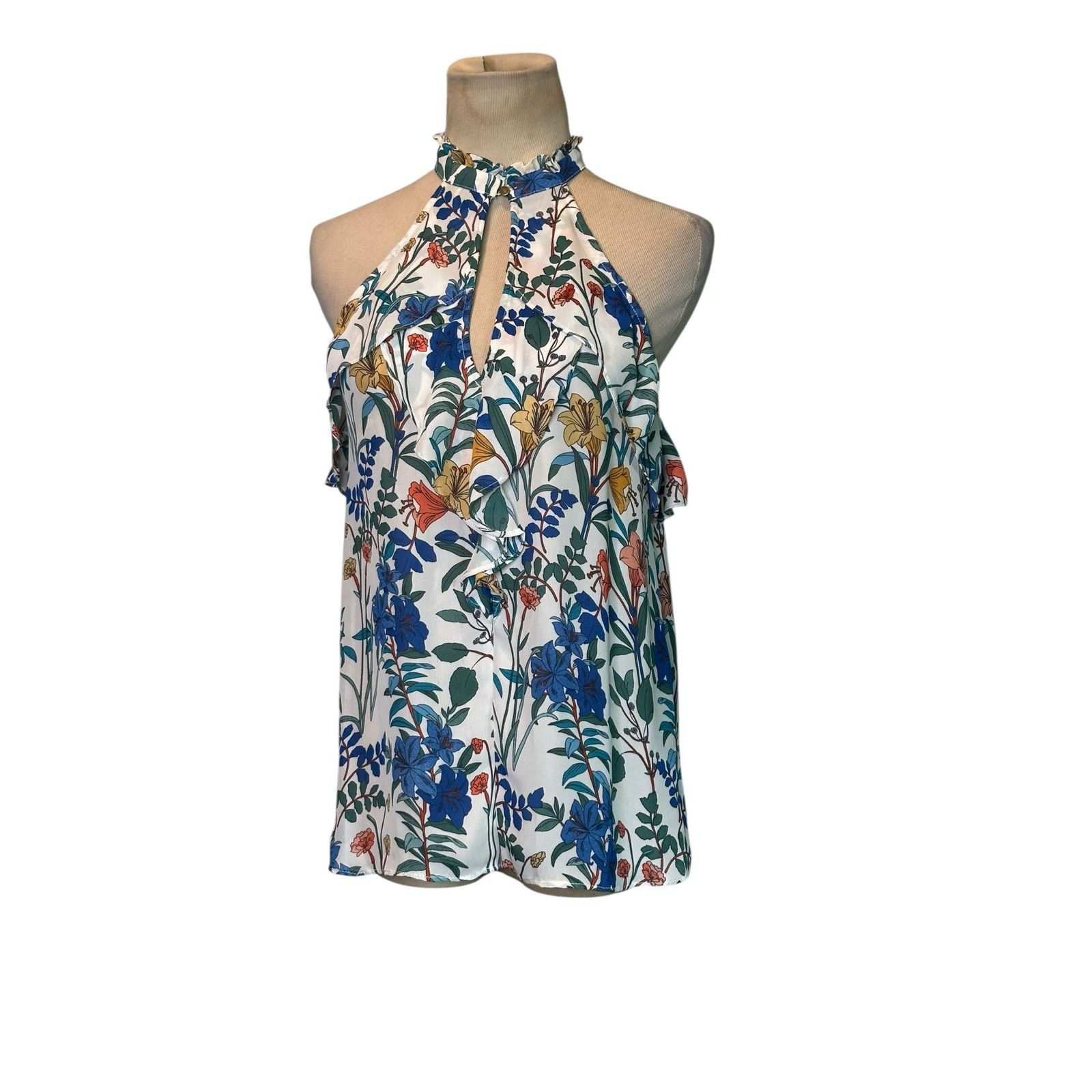 Parker Parker Blue Yellow Floral Sleeveless Blouse size small Size S / US 4 / IT 40 - 11 Thumbnail