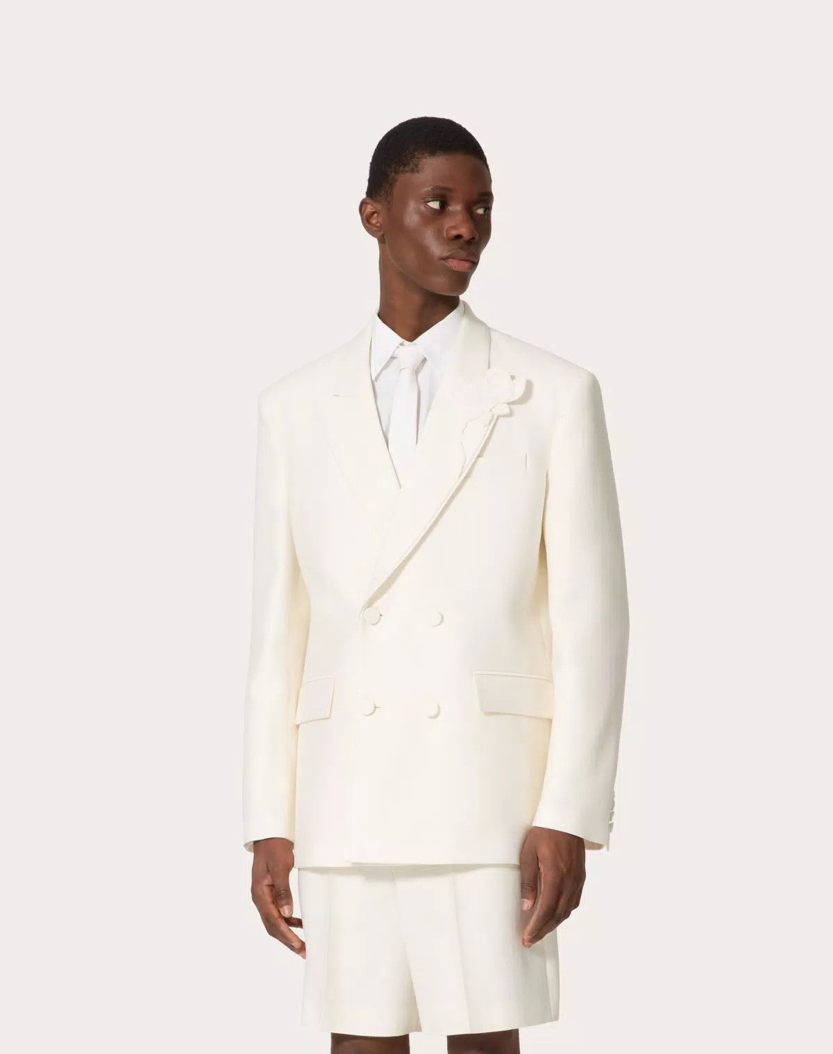 Valentino oc11z0725 Double Breasted Woold And Silk Jacket in White Size US M / EU 48-50 / 2 - 4 Thumbnail
