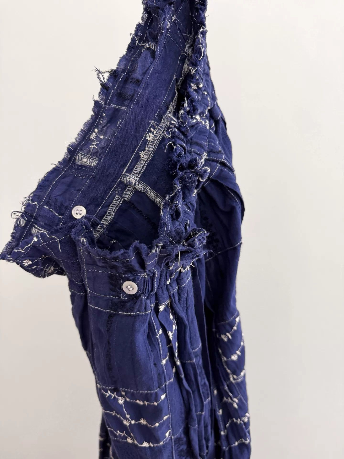 Comme des Garcons CDG Blue Dyed Embroidered Patchwork Skirt S Size 26" / US 2 / IT 38 - 7 Thumbnail