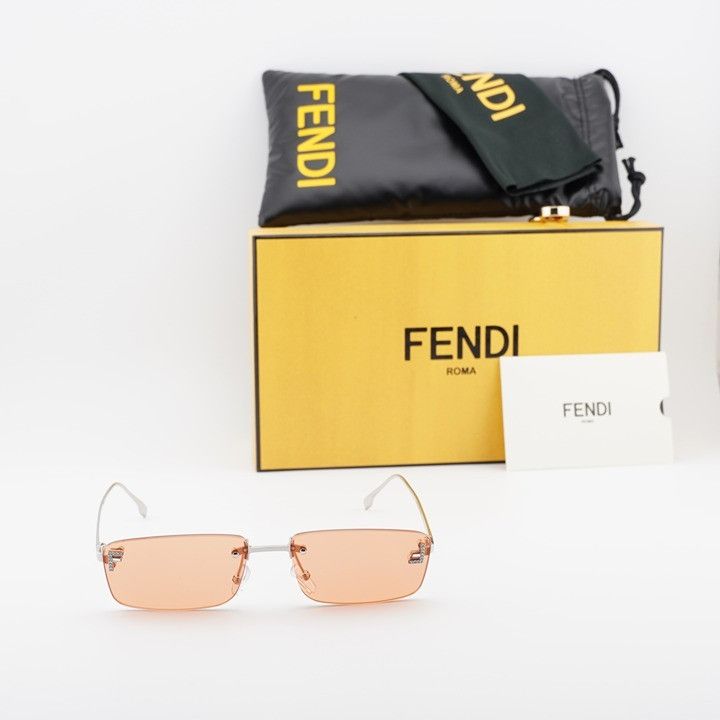 Fendi Fendi FE4172US 16J Sunglasses Silver Rectangle Frame, Red Size ONE SIZE - 11 Thumbnail