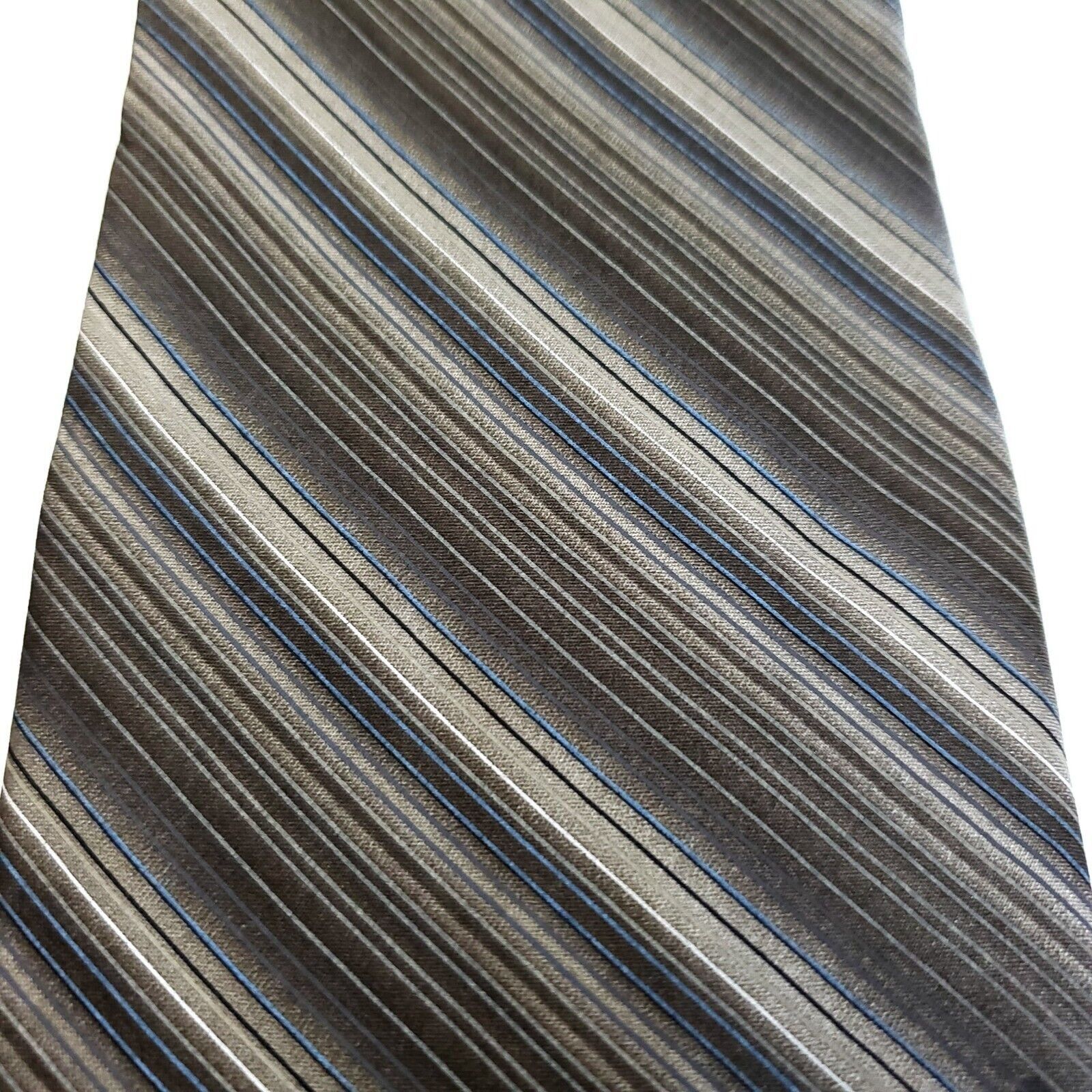 Arrow Arrow Beige Gray Brown Print Striped Wide Silk Tie Size ONE SIZE - 2 Thumbnail